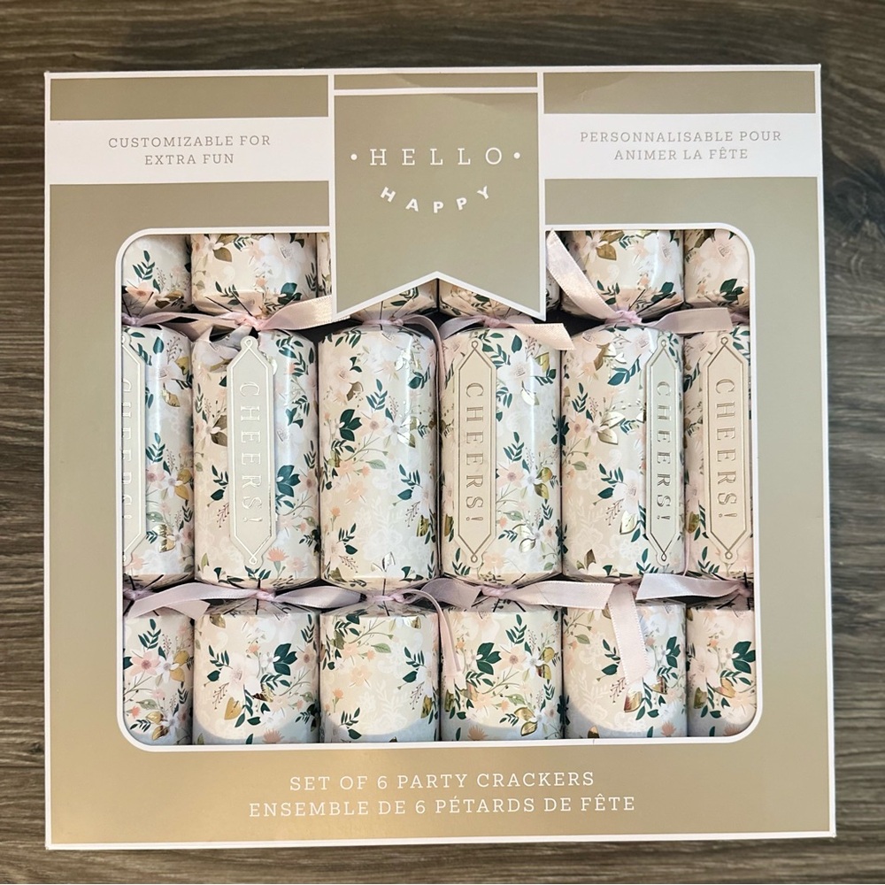 Hello Happy Floral Party Crackers Poppers - Set of 6